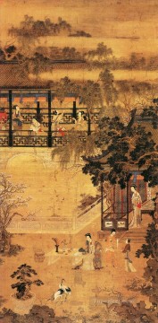  damas Lienzo - damas en el parque tinta china antigua